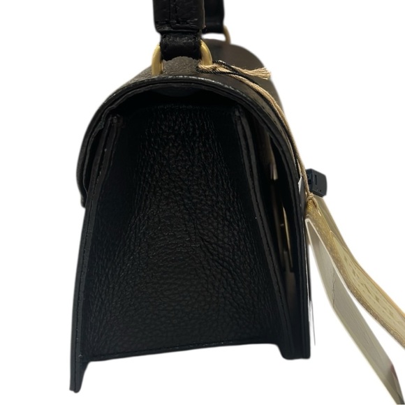 Arcadia Trapeze Pebble Leather Compact Grab Handbag Black NWT - Picture 10 of 15